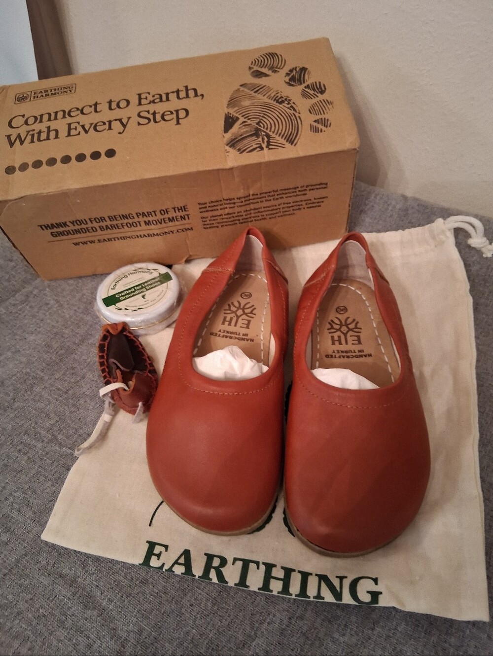 Earthing Harmony Barefoot Ballet Flats Canyon Brown Leather 36 US 5-5.5